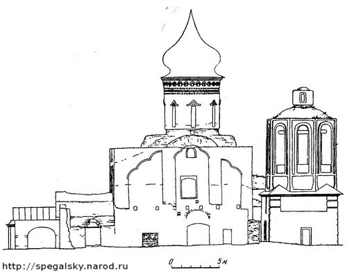 Рис. 4. Южный фасад церкви Николы на Усохе. Обмер 1945—1946 гг.