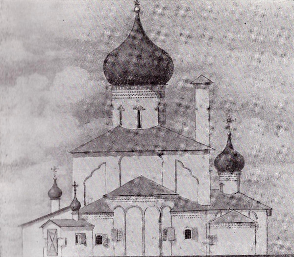 Церковь Николы на Усохе. Восточный фасад в последних годах XVII века. Реконструкция Ю.П. Спегальского