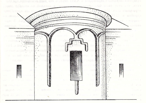 Пример орнаментации абсиды валиковыми разводами с выделением центральной оси окна (рисунок Ю.П. Спегальского)
