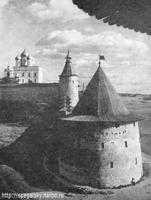 Вид на псковский кремль с северной стороны.